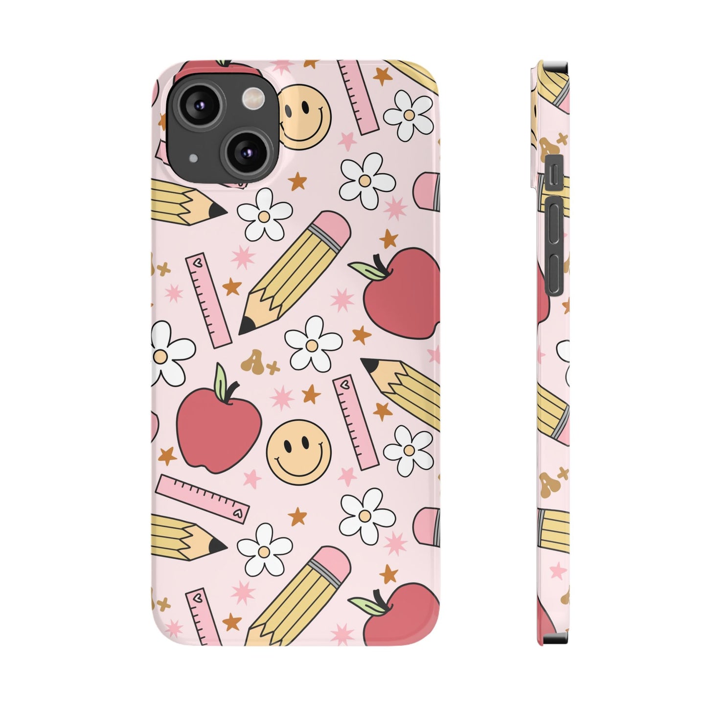 Teacher Slim Phone Case, Preppy Teacher Phone Case, Apples and Smileys Phone Case, Back to School Teacher Phone Case, iPhone Case, Teacher Gift Ideas