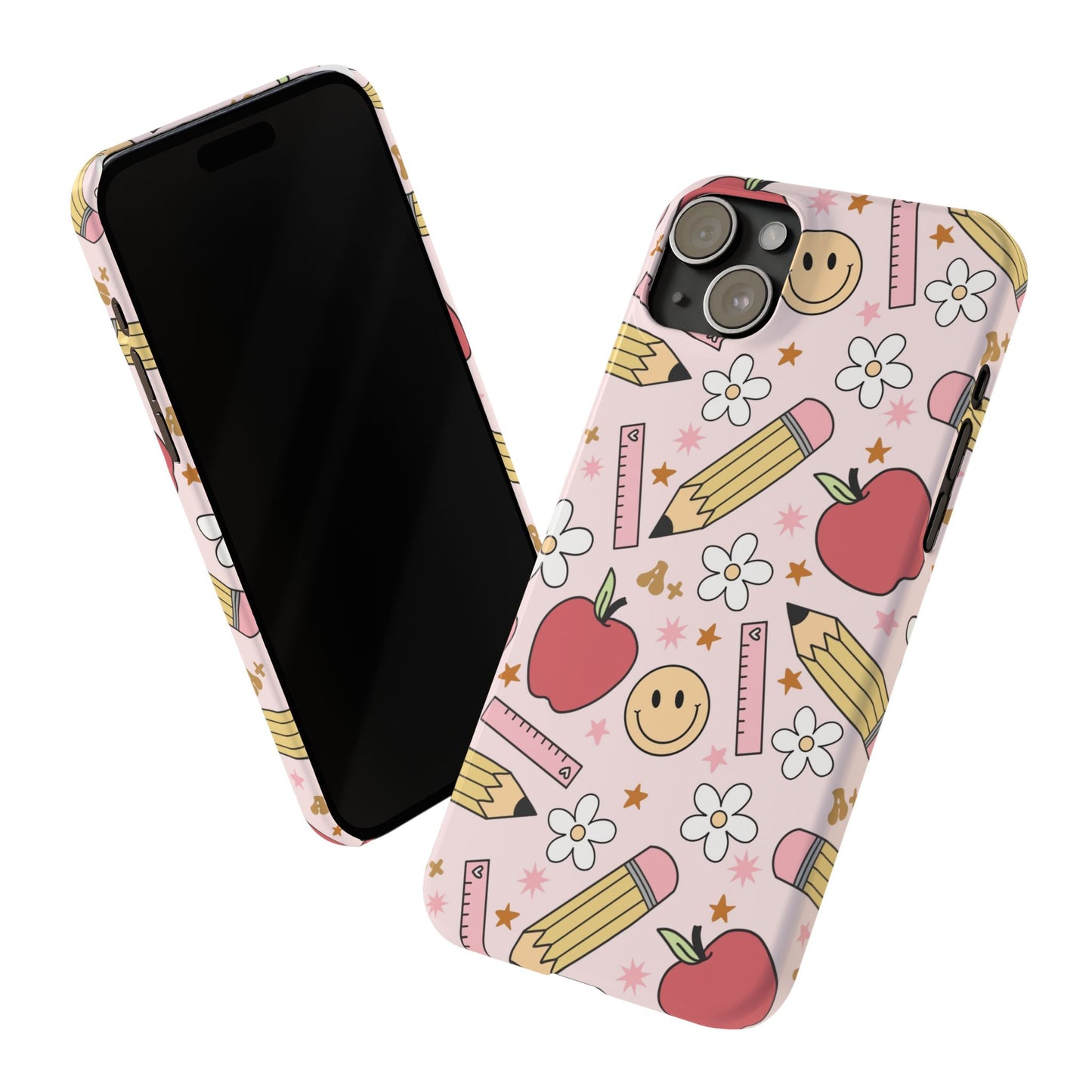 Teacher Slim Phone Case, Preppy Teacher Phone Case, Apples and Smileys Phone Case, Back to School Teacher Phone Case, iPhone Case, Teacher Gift Ideas