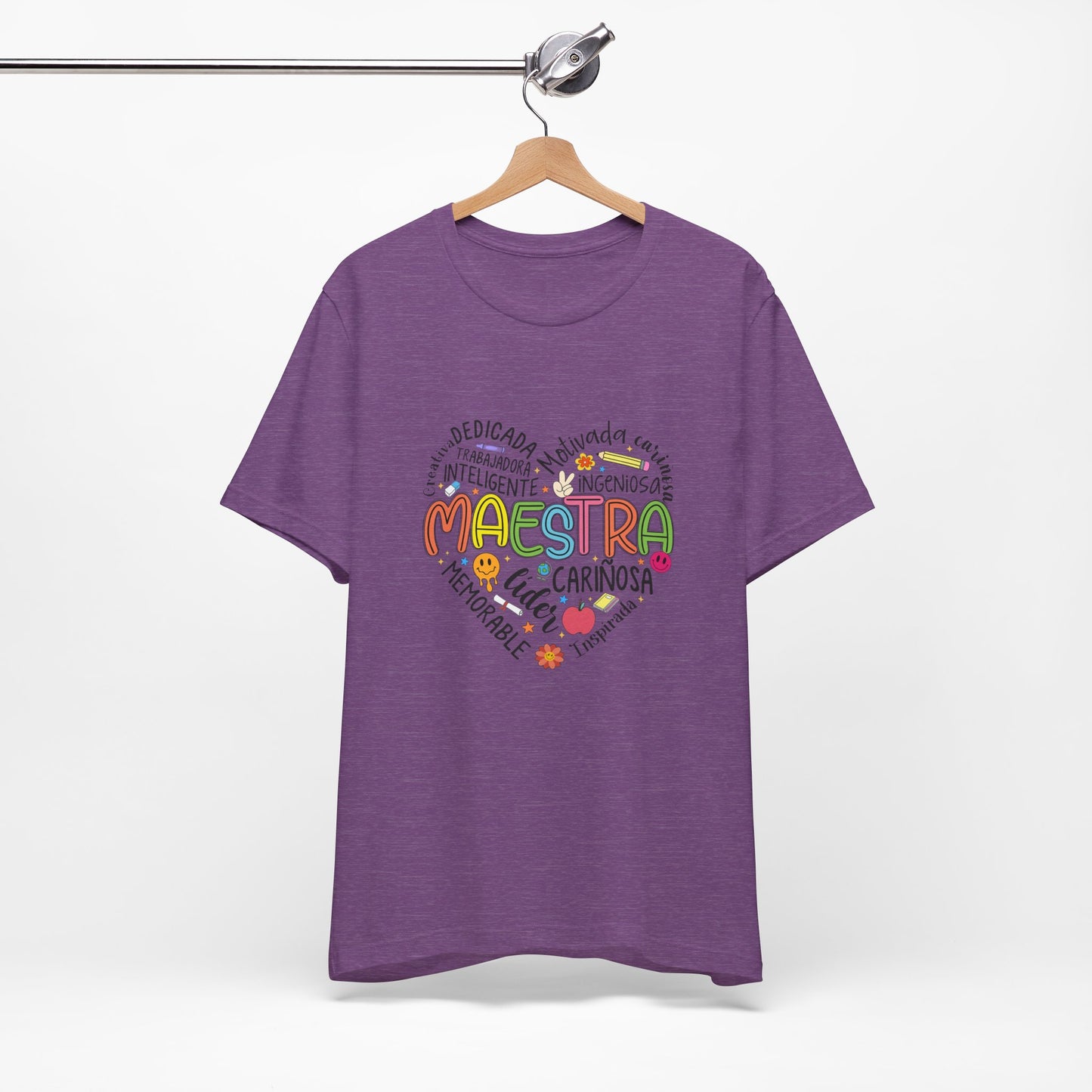 Camisa Maestra Rainbow Heart Española, Camiseta Maestra Rainbow Española, Camisa Maestra Española personalizada, Regalo personalizado para maestro 