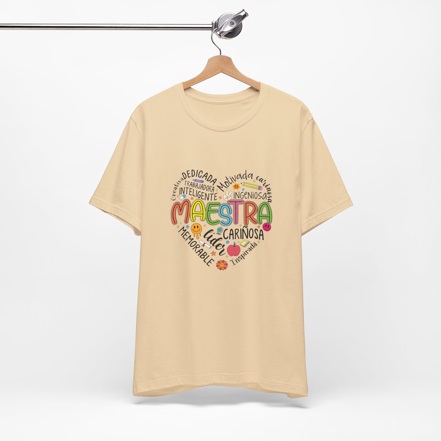 Camisa Maestra Rainbow Heart Española, Camiseta Maestra Rainbow Española, Camisa Maestra Española personalizada, Regalo personalizado para maestro 