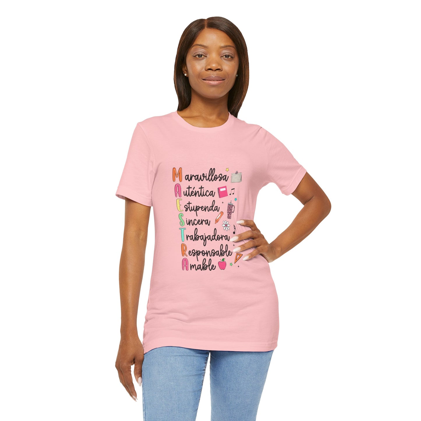 Camiseta Maestra Española, Camiseta Maestra de Colores Brillantes, Camisa Maestra, Camisa Maestra Acrostic, Camisa Maestra Acrostico, Camisa Maestra Personalizada, Regalos para Maestro 