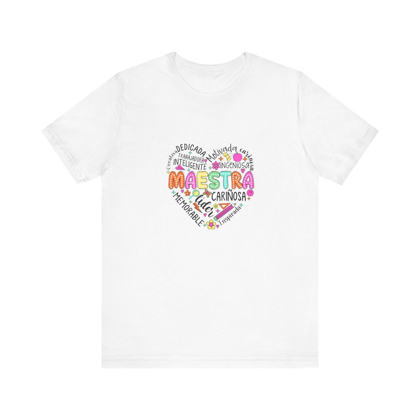 Camisa de maestra de corazón de Maestra española, camisa de corazón de Maestra de colores brillantes, camisa de Maestra de español, camiseta de Maestra personalizada, camisa de maestro personalizada 