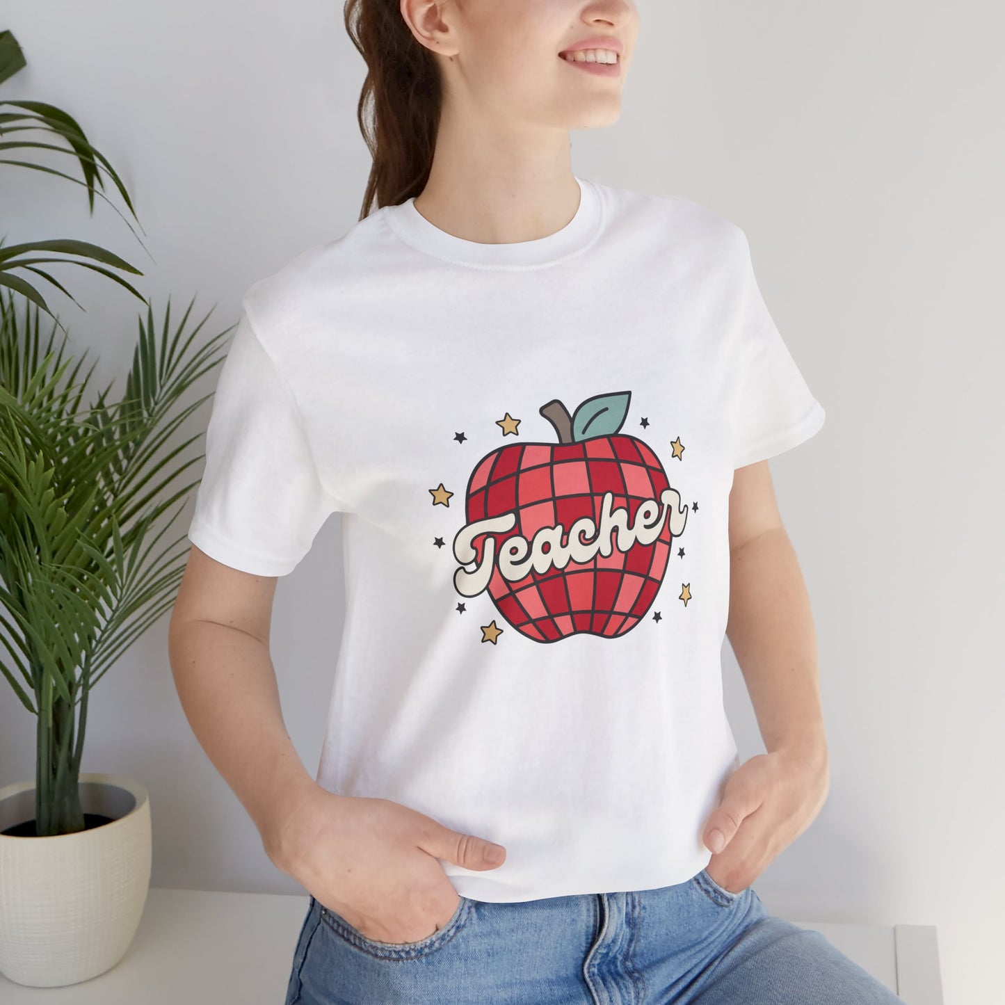 Disco Apple Teacher Shirt, Custom Apple Teacher Shirt, Back to School Teacher Shirt, Teacher Lifestyle Shirt, Retro Shirt, Custom Gift for Teacher