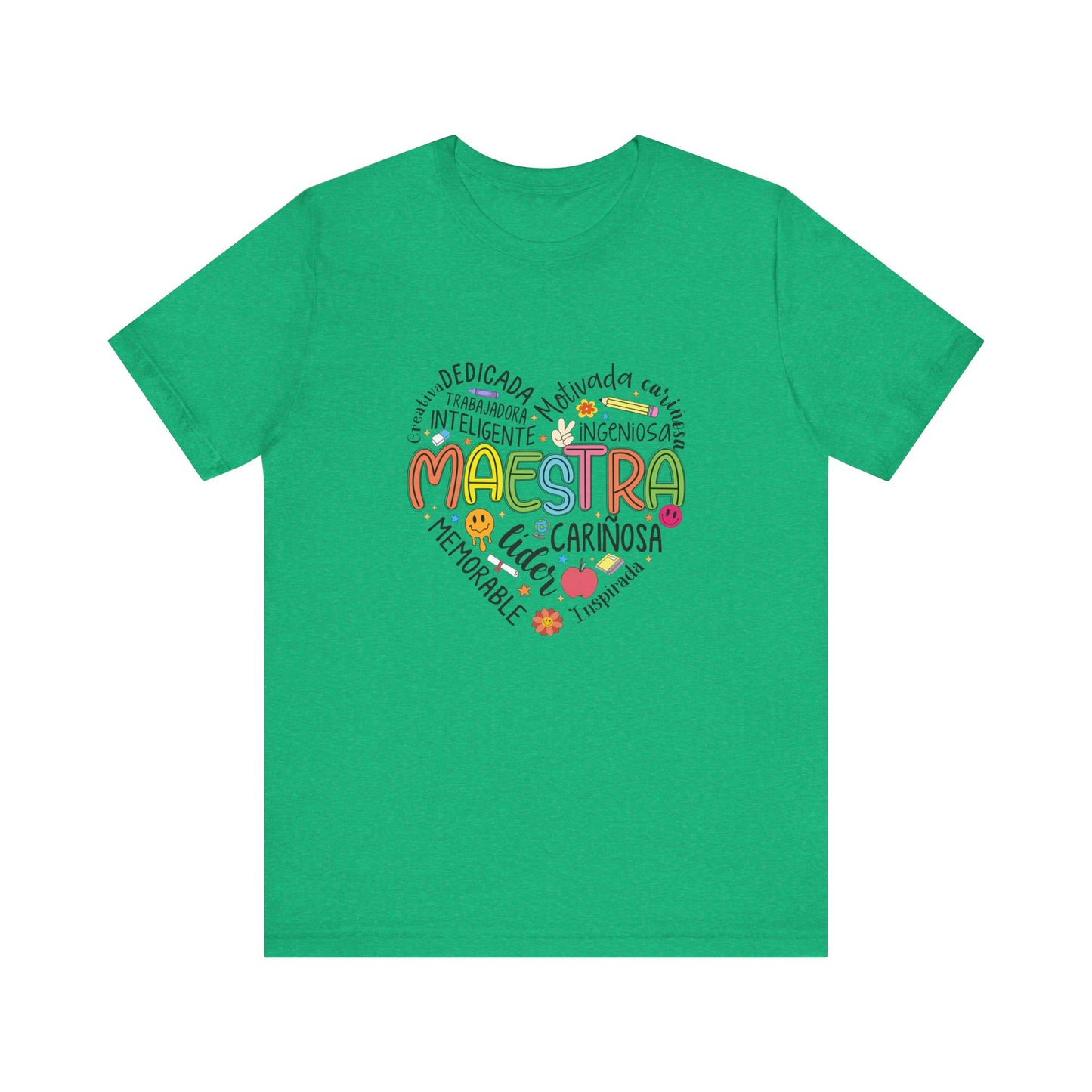 Camisa Maestra Rainbow Heart Española, Camiseta Maestra Rainbow Española, Camisa Maestra Española personalizada, Regalo personalizado para maestro 