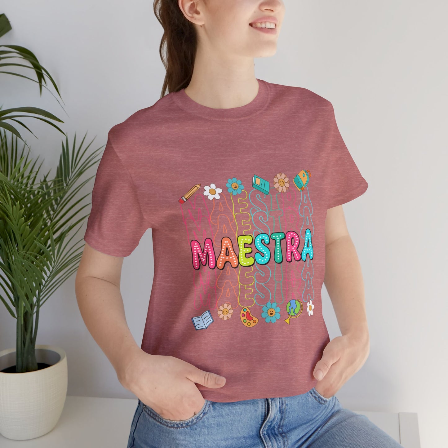 Camisa Maestra Española, Camiseta Maestra Española, Camiseta Maestra Española, Camiseta de Manga Corta Rainbow Maestra Icons Jersey 