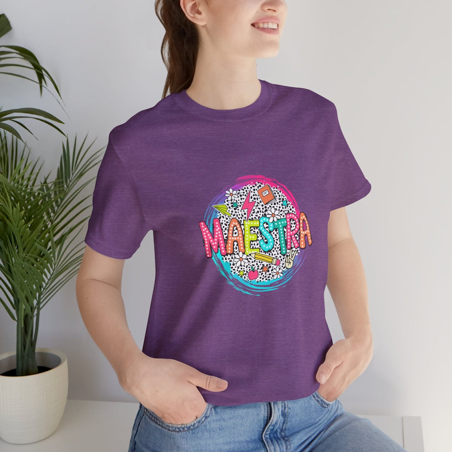 Camisa Maestra Española, Camiseta Maestra Española, Camiseta Maestra Española, Camiseta de Manga Corta Color Swirl Maestra Jersey, Camisa de Maestro Personalizada, Regalo de Maestro Personalizado, Camiseta de Regreso a la Escuela, Regalos de Maestro 